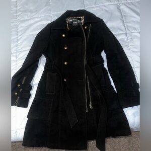 Black coat with cheetah lining